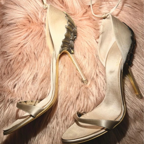 Roberto Cavalli SS05 sandals used, beige and gold, size 38