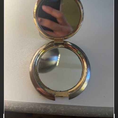 Vintage makeup double mirror with letter N used