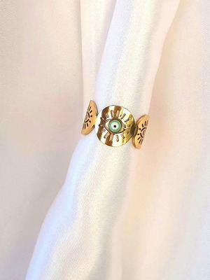 Adjustable ring in gold tone stainless steel new