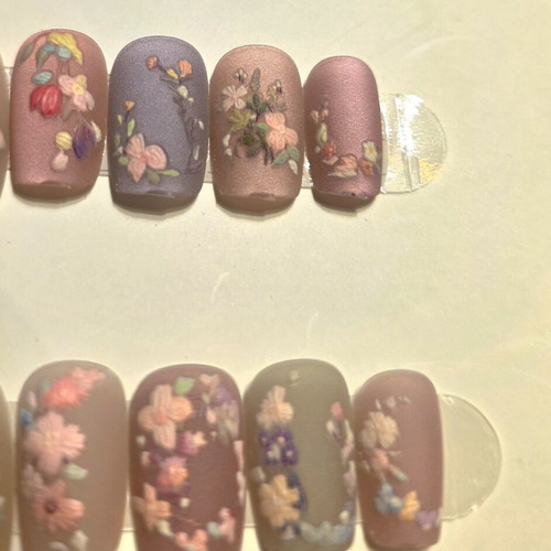 Press on nails handmade double layered acrylic velvet effect