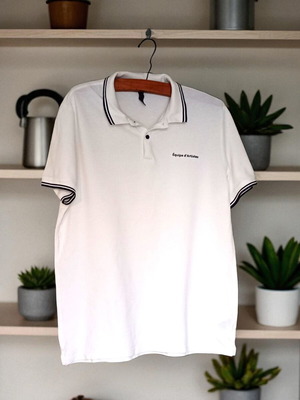 H&M мъжко бяло поло XL с сини кантове, като ново
