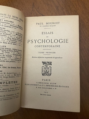 Paul Burget Essais de Psychologie Contemporaine δύο τόμοι μεταχειρισμένοι, γαλλικά