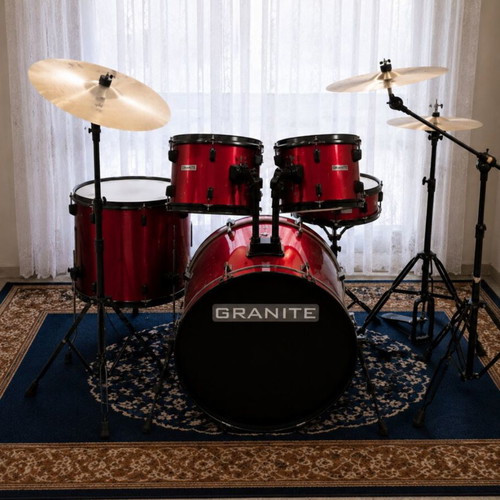 Granite drum set like new, complete with stool and music stand