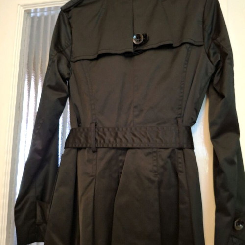 B. STYLE satin trench coat large black like new
