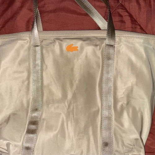 Lacoste tote bag beige new, waterproof polyester