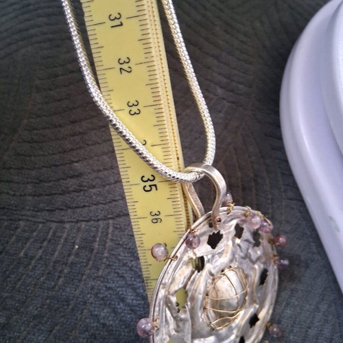 Silver handmade pendant necklace 80cm like new