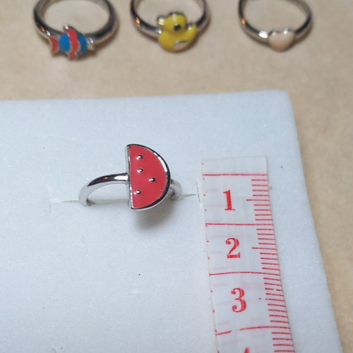 Silver 925° children's ring watermelon with enamel, new