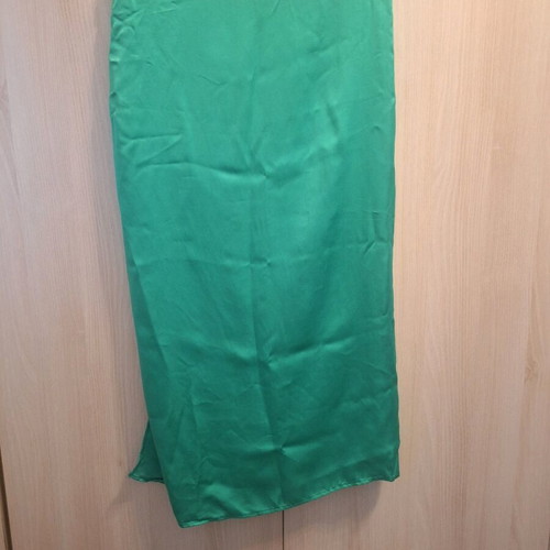 Satin green Zara large skirt with side slit like new