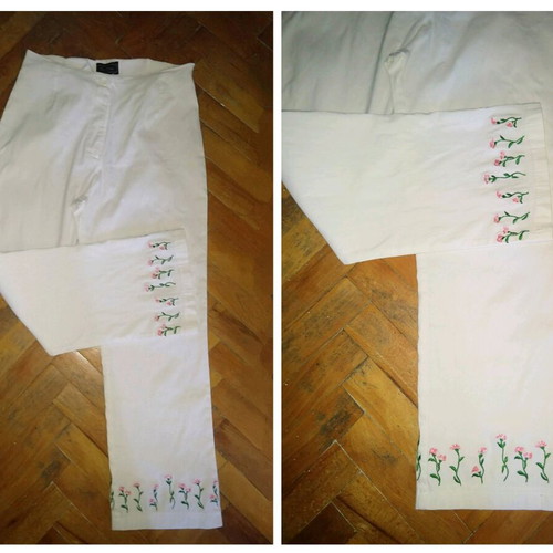 White Panorama bermuda shorts with high waist and embroidery like new