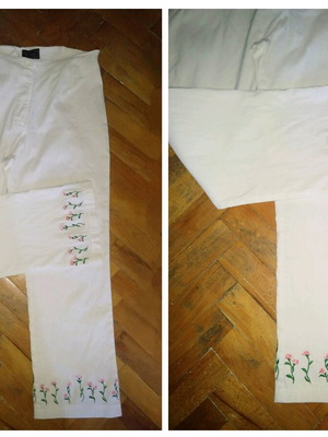 White Panorama bermuda shorts with high waist and embroidery like new