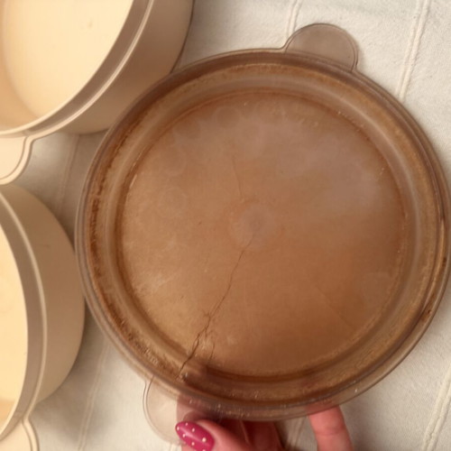 Vintage Tupperware containers used, 2 containers with 1 lid
