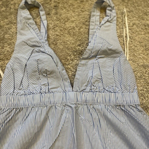 Oysho striped mini dress 100% cotton like new size S blue-white