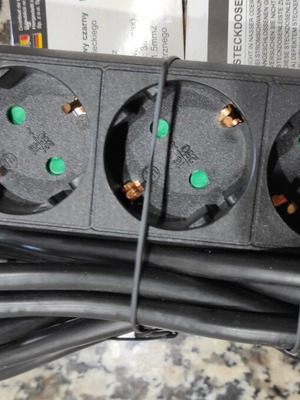 Black power strip 4 sockets with 3-meter cable 3x1.5mm