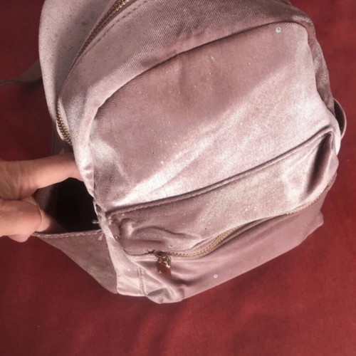 Pink metallic backpack with rhinestones like new