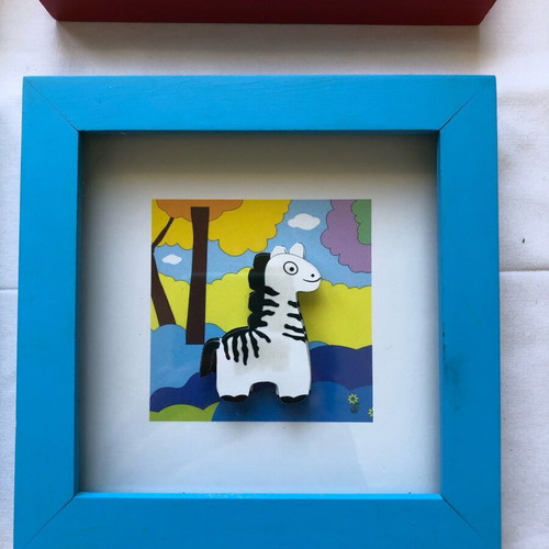 Set of 4 wooden frames with animals like new, children's theme