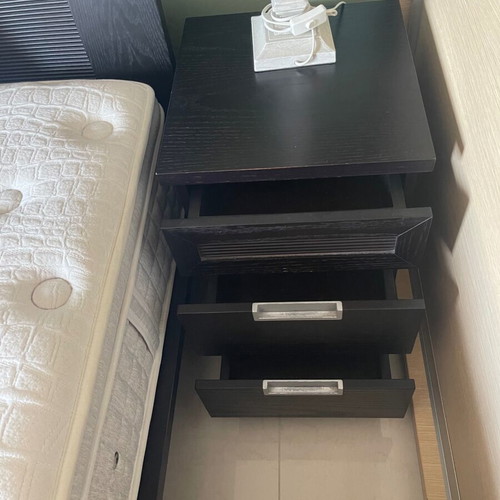 Bedroom set with mattress and storage used