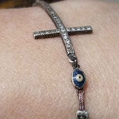 Bracelet with cross and eye used, thin
