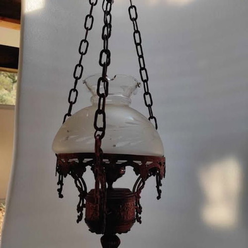 Traditional ceiling lamp like new, bronze finish