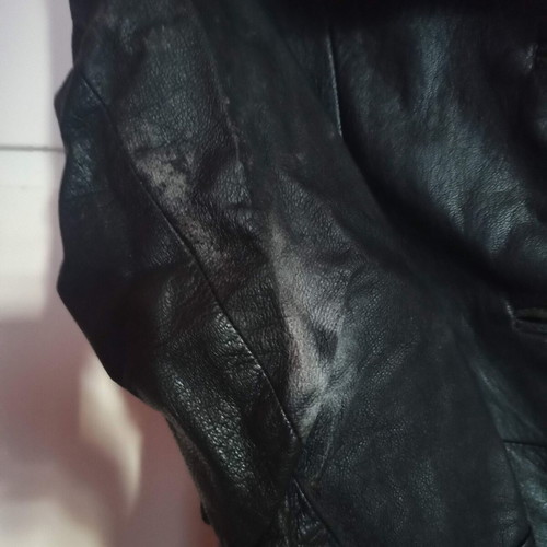 Leather vintage trench coat used, black, 70s style
