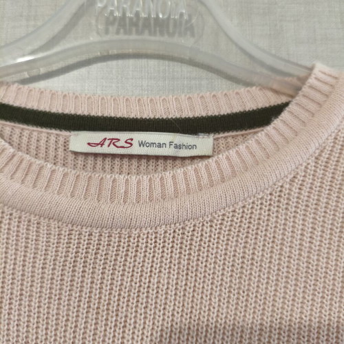 ARS Woman Fashion pink knitted sweater medium like new with stripes