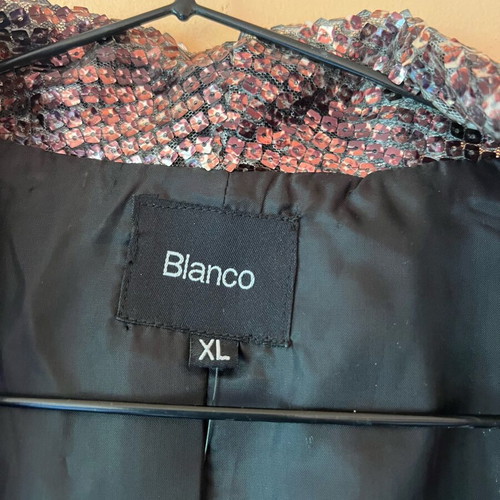 Blanco sequin jacket like new, size L/XL, brown and red