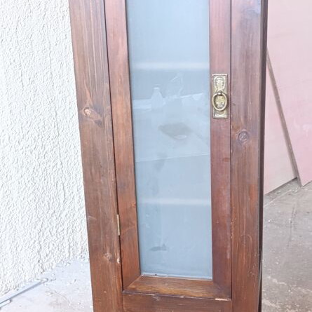 Wooden Display Cabinet vintage, used, solid wood with frosted glass