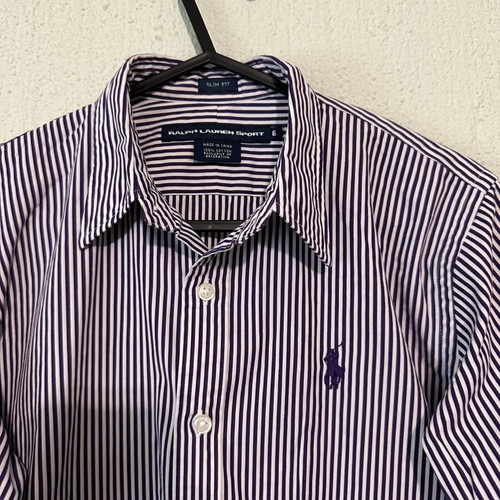 Ralph Lauren Sport shirt slim fit, like new, cotton, white and purple