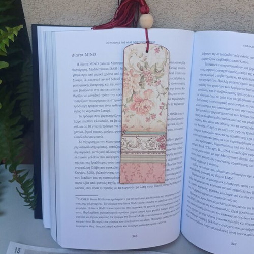 Vintage handmade wooden MDF bookmark shabby chic style