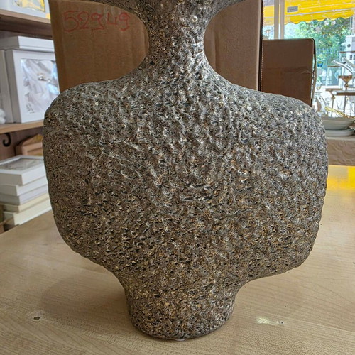 Ceramic vase sagre gray gold new