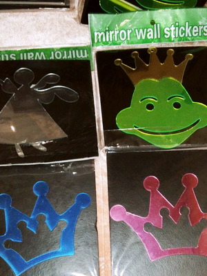 Mirror wall stickers prince frog, crown, fairy, pack of 12 new