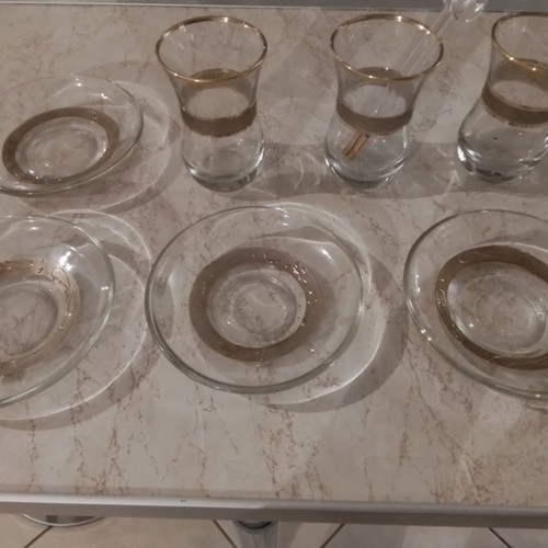 Cups and saucers from Turkey used, set of 3+4, excellent condition