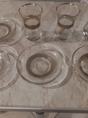 Cups and saucers from Turkey used, set of 3+4, excellent condition