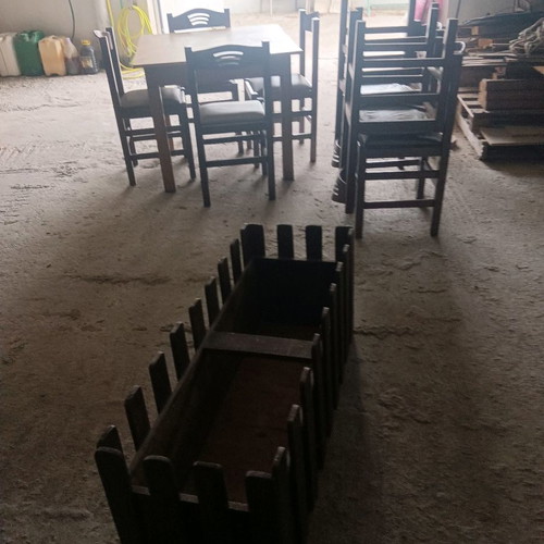 Used restaurant tables and chairs from food service business