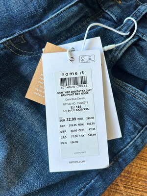 Name It Dark Blue Slim Fit Jeans, size 134 / 9 years, new with tags