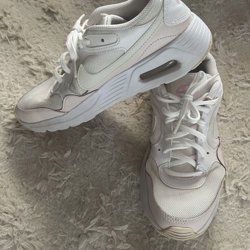 Nike Air sports shoes used, white with pink details