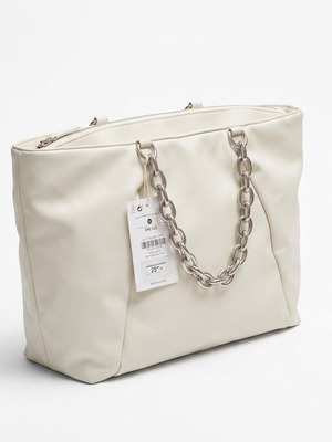 Large white crossbody bag with chain strap