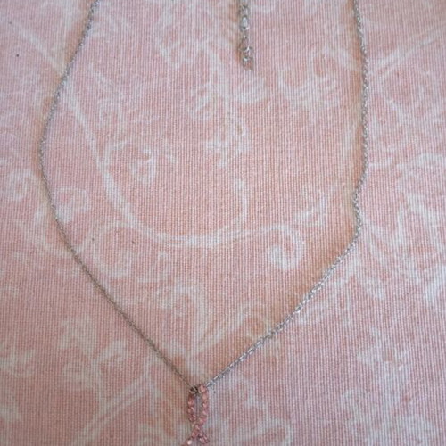 Pink stainless steel pendant like new, breast cancer awareness symbol