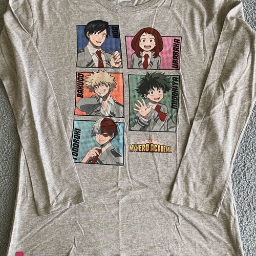 My Hero Academia Benetton long-sleeve shirt for girls 13-14 years like new, gray