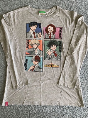 Μπλούζα My Hero Academia Benetton μακρυμάνικη για κορίτσια 13-14 ετών σαν καινούργια, γκρι