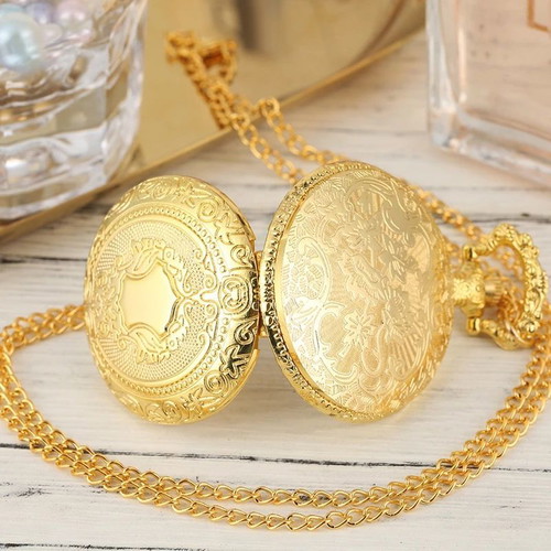 Gold-Plated Pocket Watch New Inspired by 1920 Era