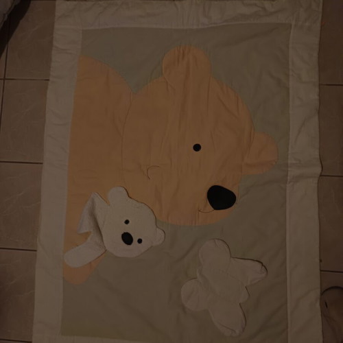 Baby activity mat used with teddy bear design, soft and hypoallergenic