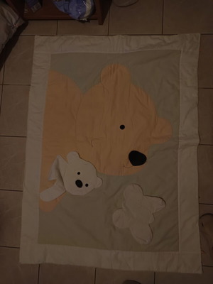 Baby activity mat used with teddy bear design, soft and hypoallergenic