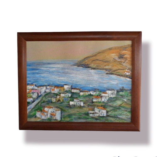 Pastel painting Andros 30×25 cm new