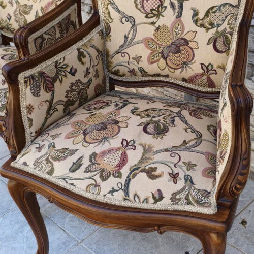Pair of armchairs with handmade carving like new