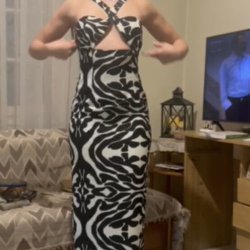 Trilogy dress black and white zebra print like new