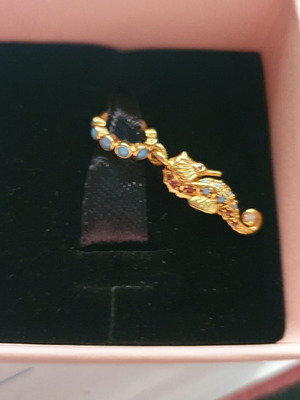 Pandora Seahorse Pendant 14K Gold Plated, Turquoise and Gold
