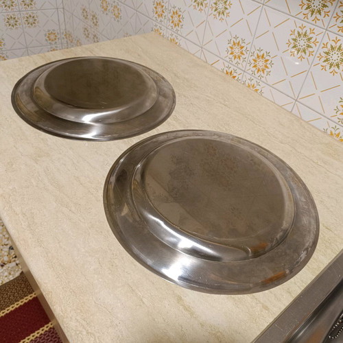 Two used Palamidis stainless steel platters 34 cm