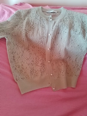 Zara cardigan like new, knitted gray-green with pearl buttons, size L