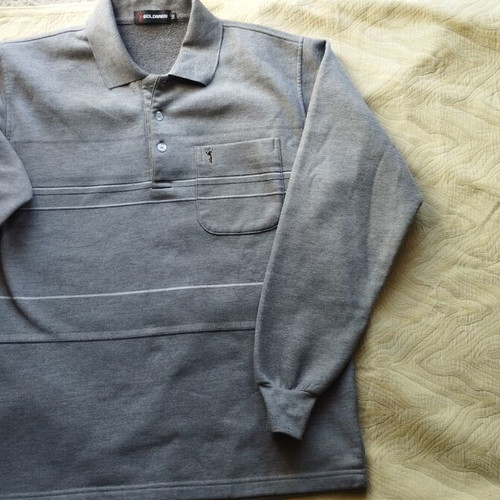 Set of 3 long-sleeve polo shirts size M like new, blue and grey