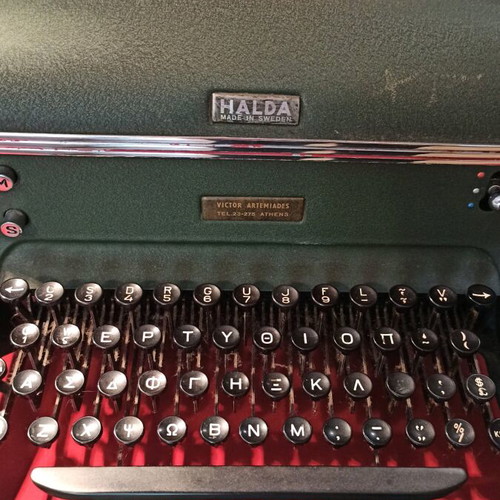 Halda typewriter used with Greek characters in very good condition